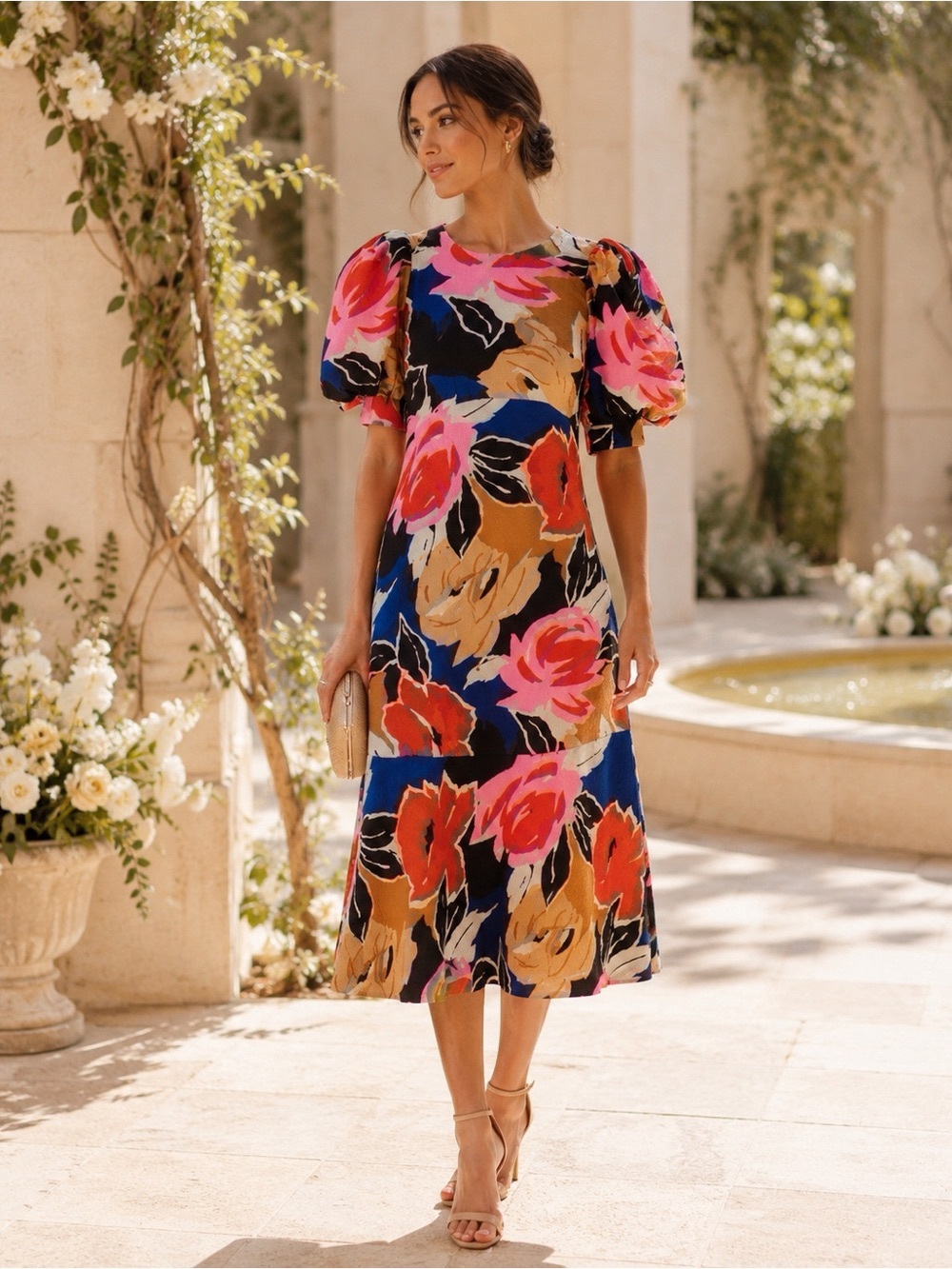 NEW Ted Baker Women’s Harpia Floral Print Midi Dress